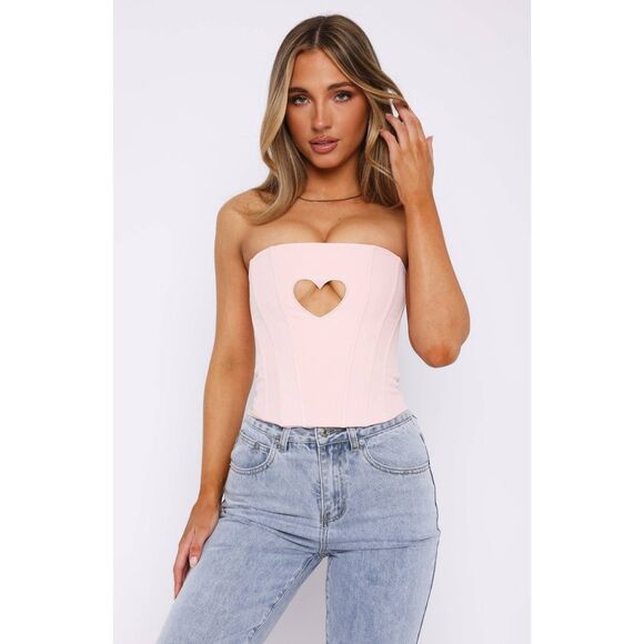 White Fox Boutique Tops - White Fox Never Love Again Strapless Bustier Baby Pink NWT